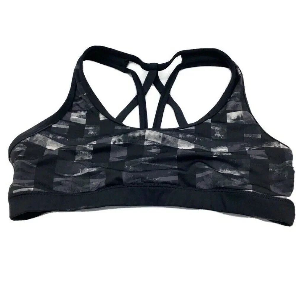 MARIKA Sports Bra Size Medium Black And Grey Strappy Back Non Padded Cup Size B